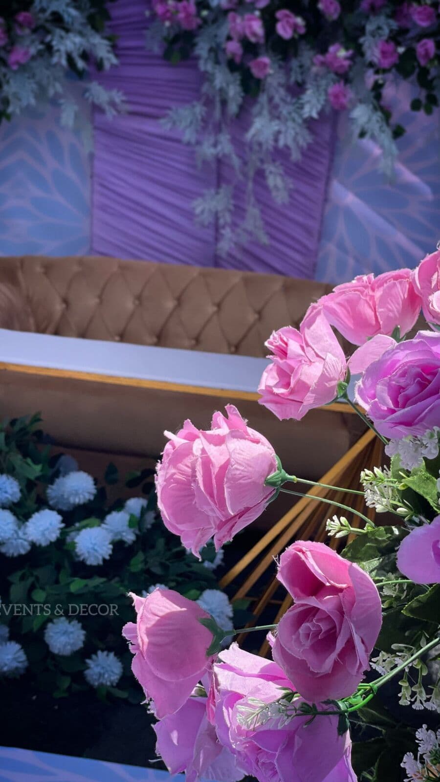 Rose and lounge styling by Eazi Events & Decor